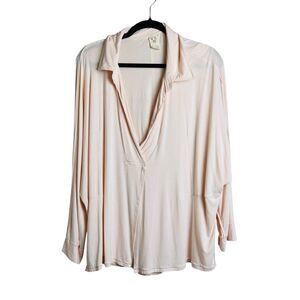 We The Free Sweater Womens Medium Pink Draped Collar Open Front Lightweight Top